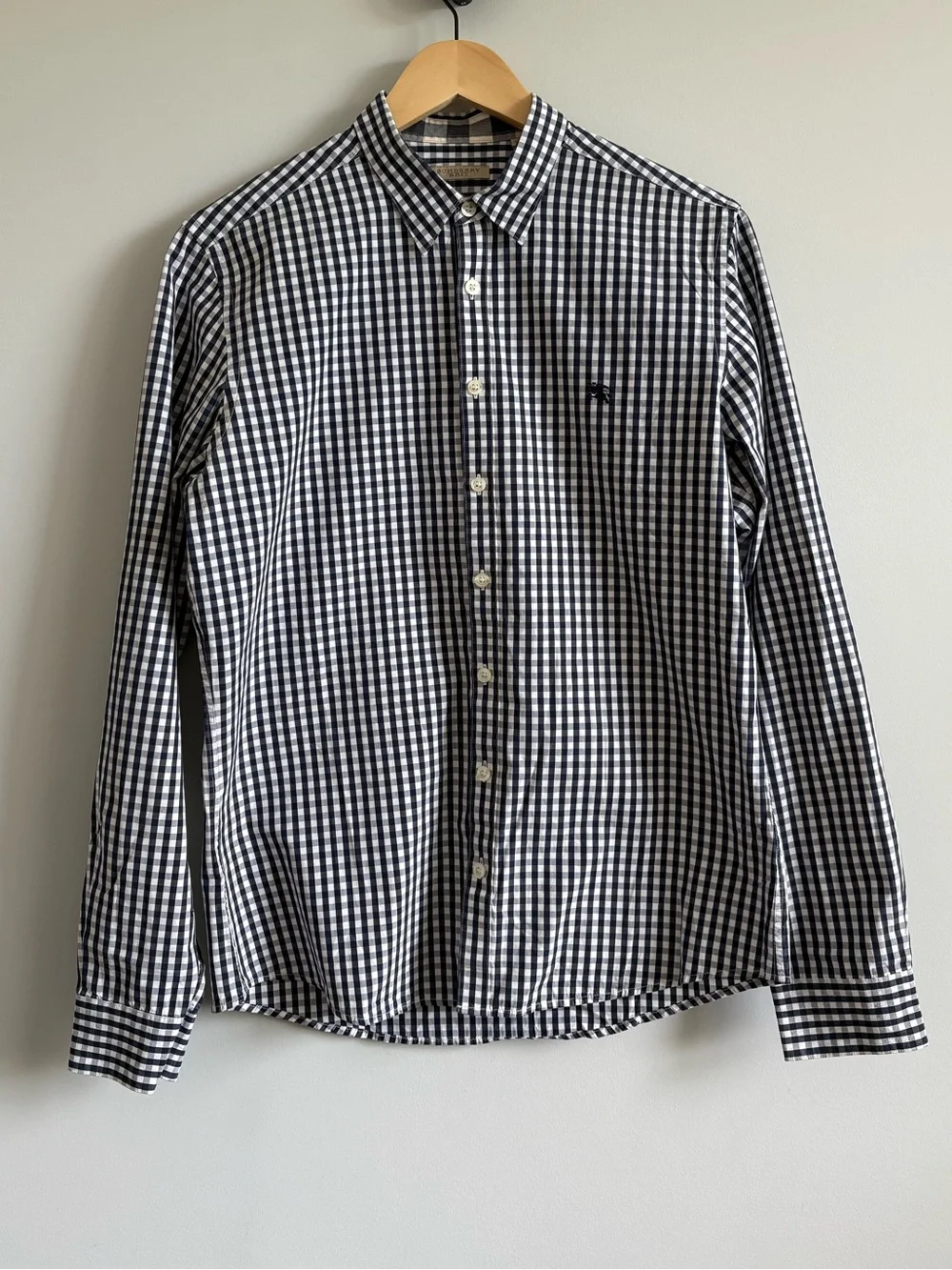 Burberry Brit Navy & White Gingham Check Button-Down Shirt | Size Medium - Picture 2 of 8